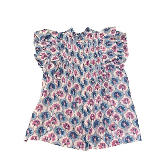 Oliphant Pintuck Ruffle Top, Iris Blue - Picture 4 of 4